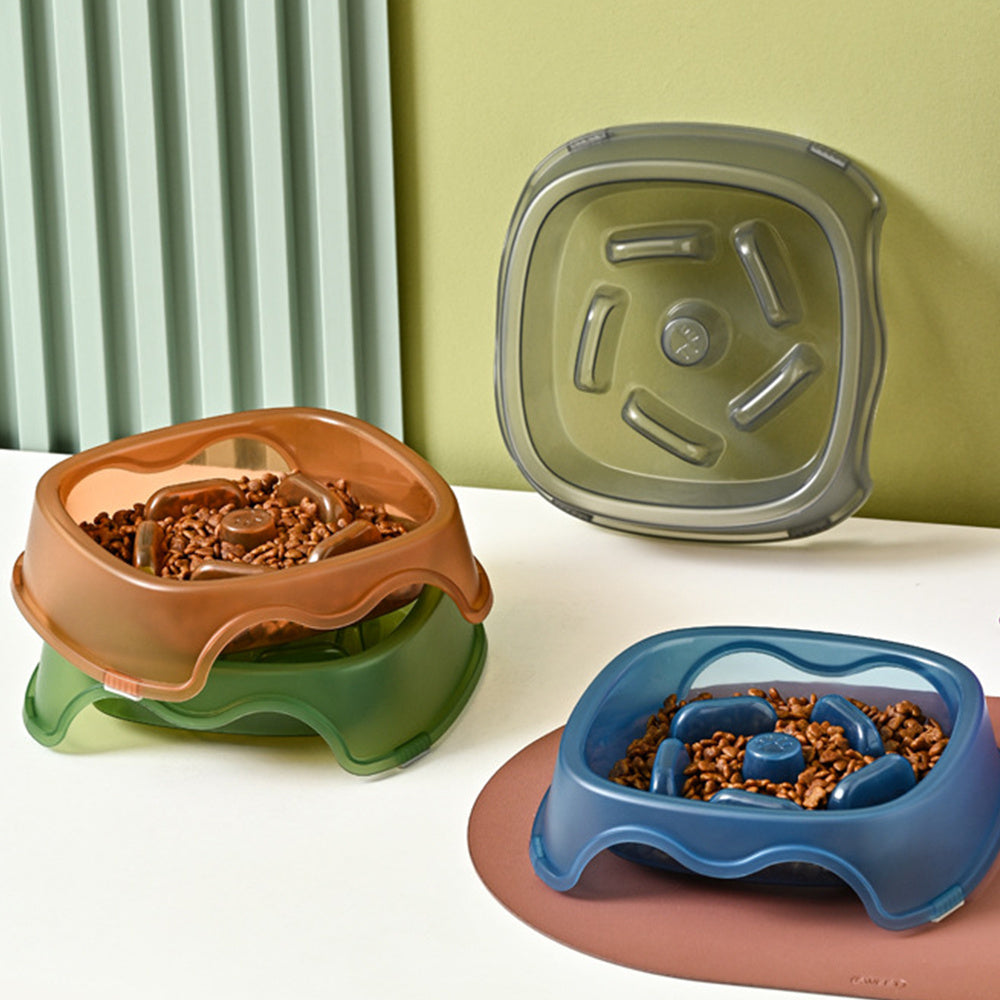 Pet Slow Feeding Anti Choking Water Feeder Bowl Plastic Food Plate