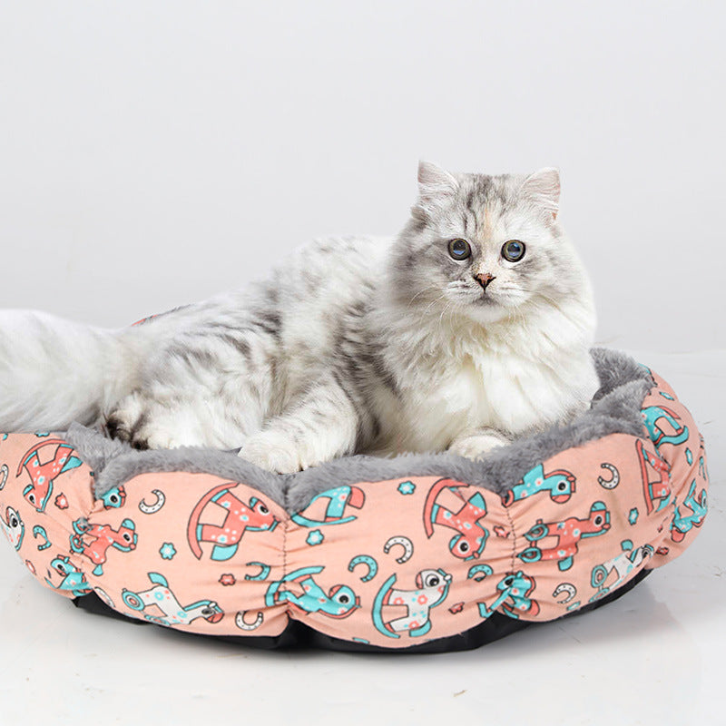 Pet Calming Donut Round Bed Fluffy Comfortable Sleeping Mat
