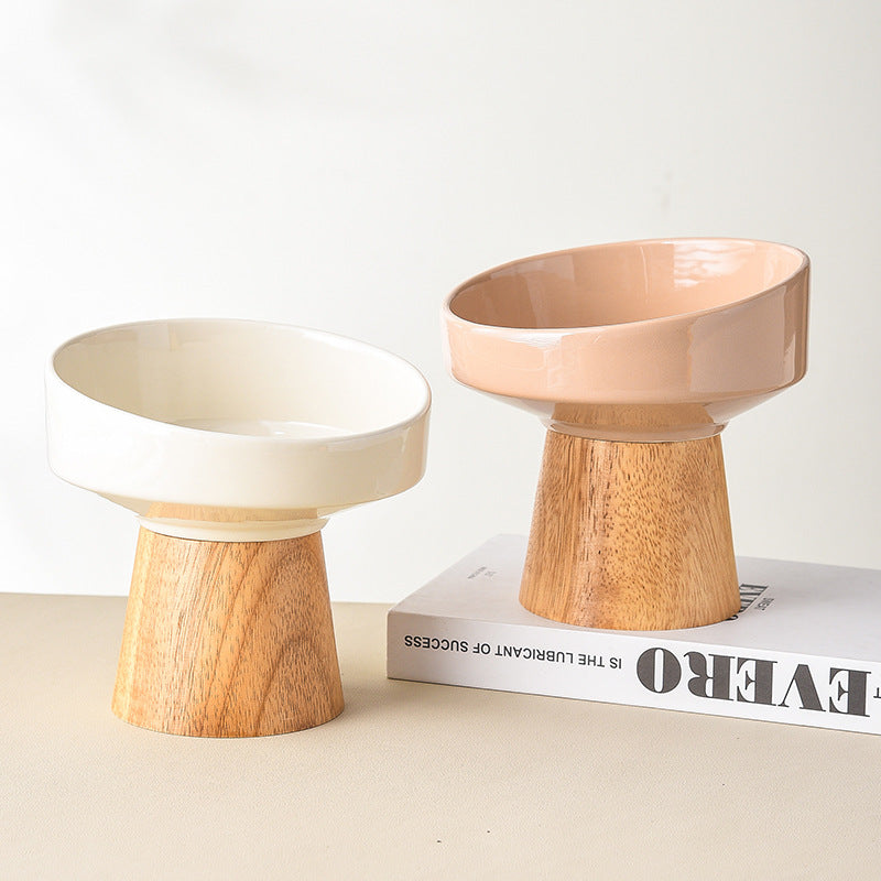 Pet Ceramic Feeding Bowl Elevated Food Water Dish