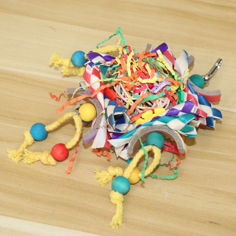 Colorful Vine Paper Tube Bird Cage Parrot Toy Pendant