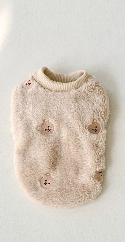 Pet Embroidery Fluffy Jacket Warm Soft Clothing Apparel