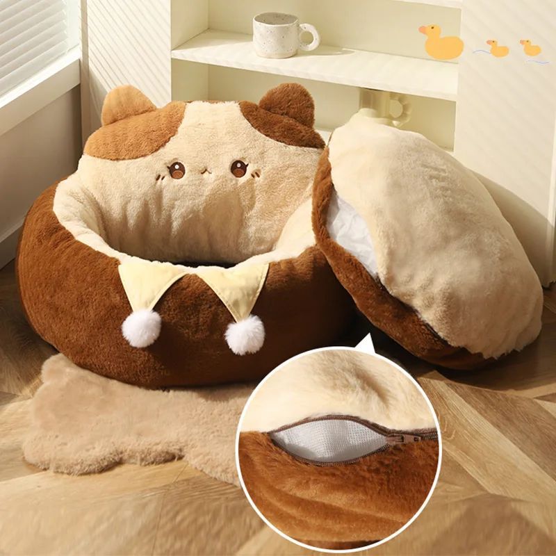 Pet Round Sofa Bed Warm Soft Deep Sleep Cushion Nest Accessories
