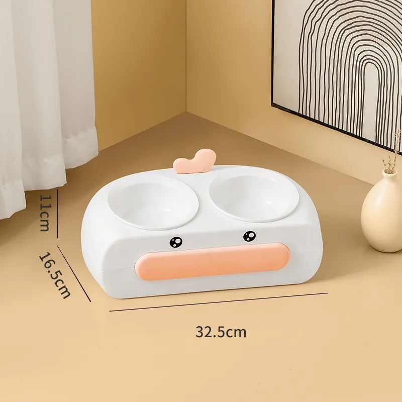 Duck Design Pet Double Bowl Feeding Tray Food Water Feeder