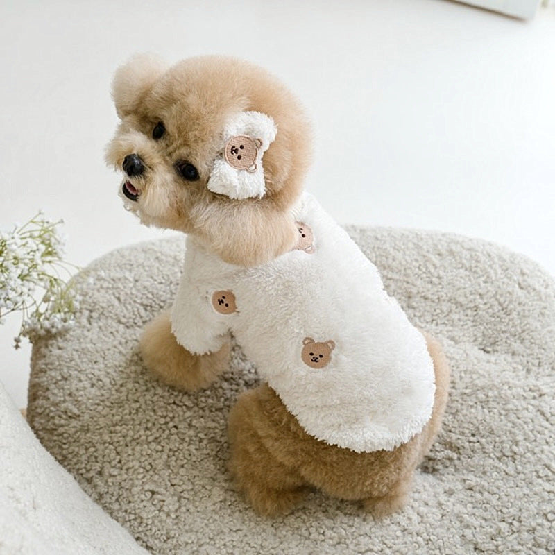 Pet Embroidery Fluffy Jacket Warm Soft Clothing Apparel