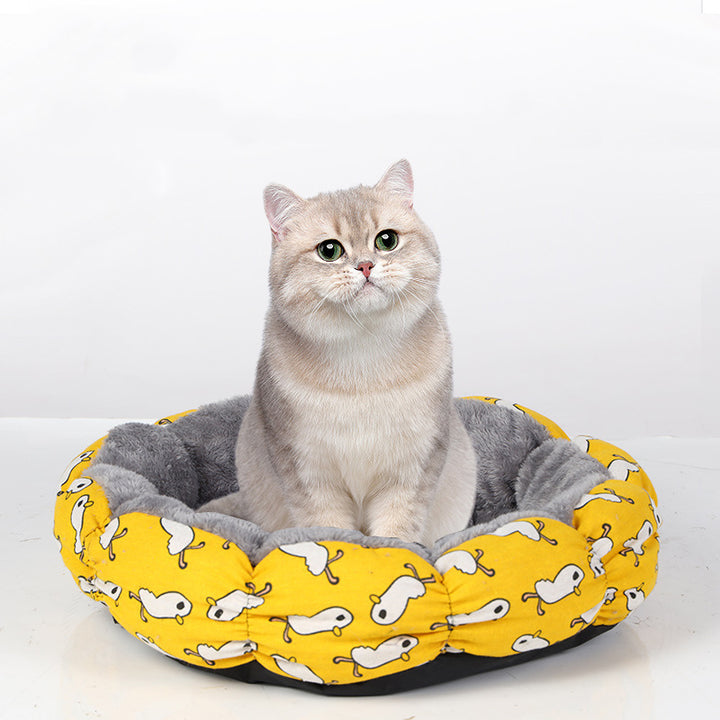 Pet Calming Donut Round Bed Fluffy Comfortable Sleeping Mat