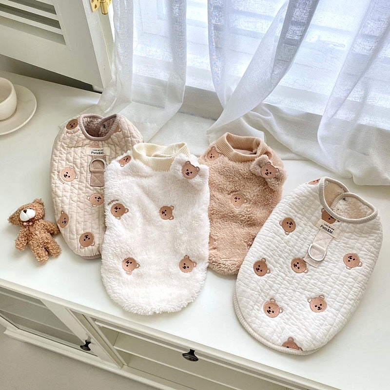Pet Embroidery Fluffy Jacket Warm Soft Clothing Apparel