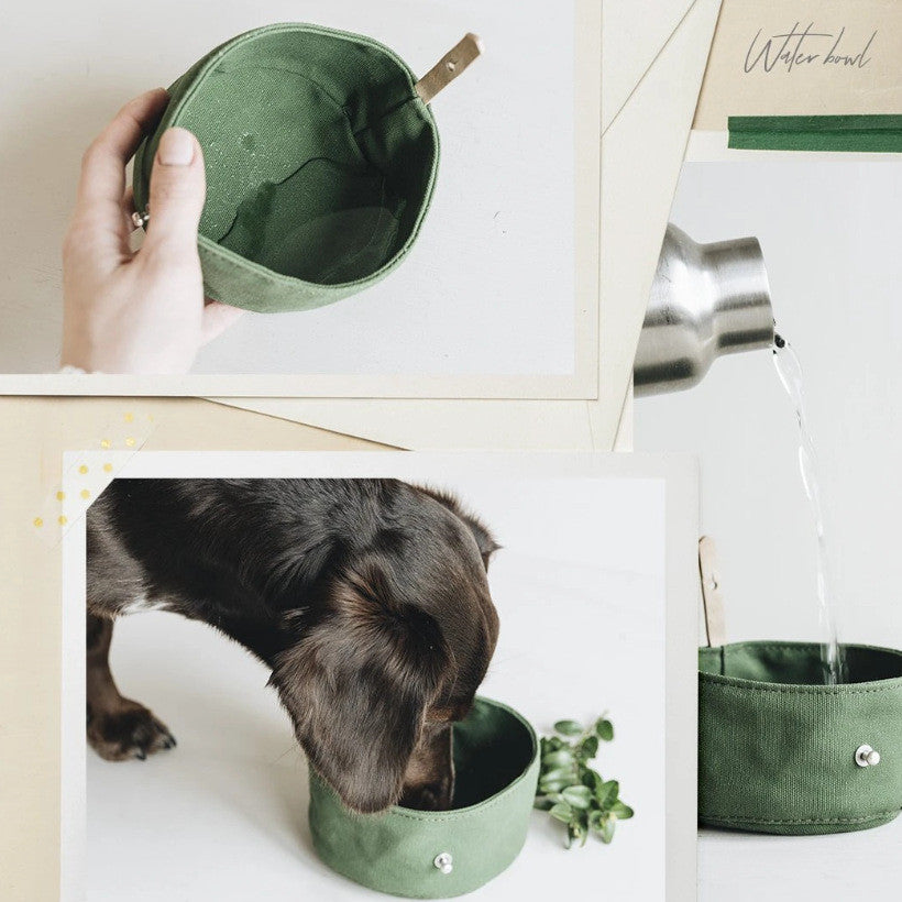 Pet Folding Canvas Feeding Bowl Portable Water Food Bag