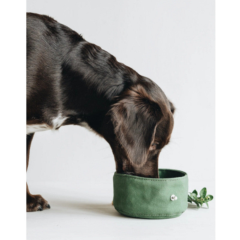 Pet Folding Canvas Feeding Bowl Portable Water Food Bag