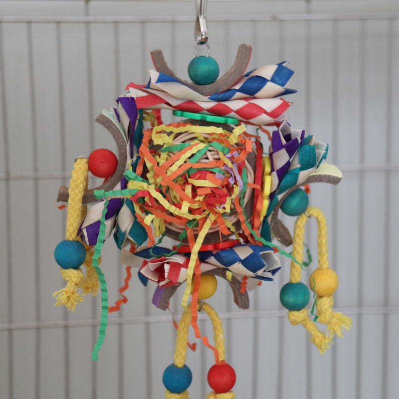 Colorful Vine Paper Tube Bird Cage Parrot Toy Pendant