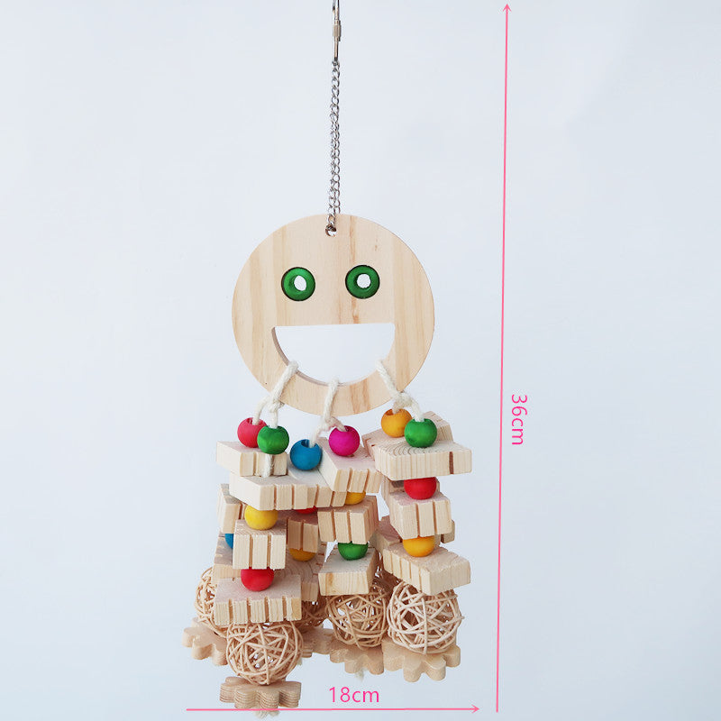 Cartoon Wooden Parrot Chew Toy Bead Blocks