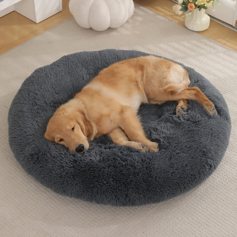 Pet Round Plush Bed Warm Sleep Mat Comfortable Nest