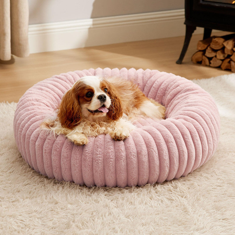 Pet Plush Fur Bed Warm Round Mat Winter Sleeping Nest