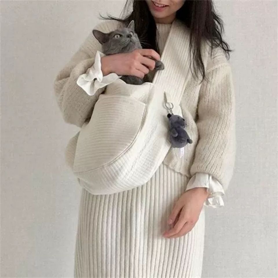 Handmade Canvas Pet Travel Shoulder Carrier Bag