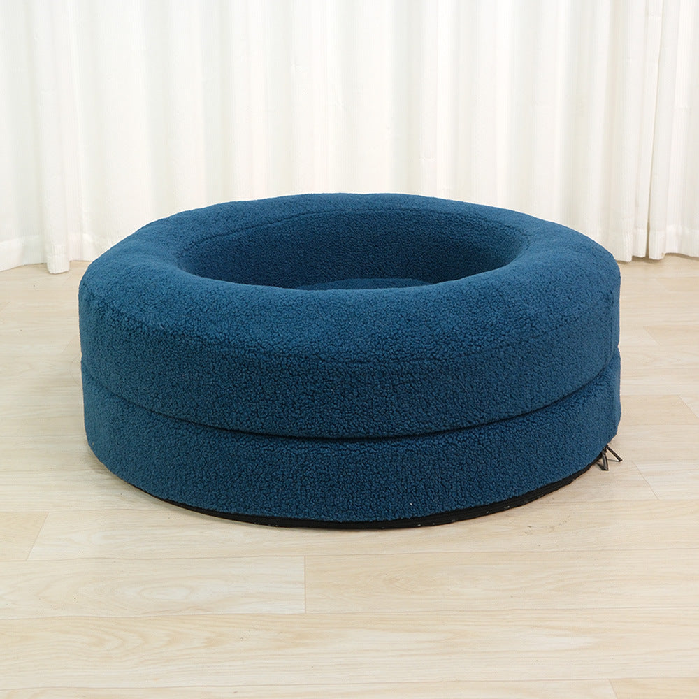 Pet Solid Color Round Bed Leisure Cat Nest Warm Sleeping Mat