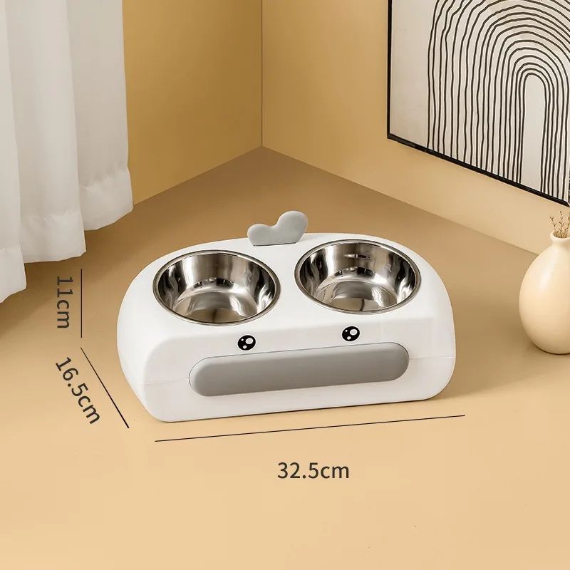 Duck Design Pet Double Bowl Feeding Tray Food Water Feeder