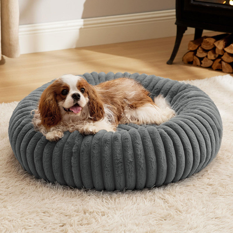 Pet Plush Fur Bed Warm Round Mat Winter Sleeping Nest