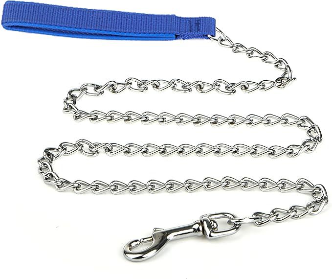 Heavy Duty Metal Chew Proof Pet Chain Leash Padded Handle