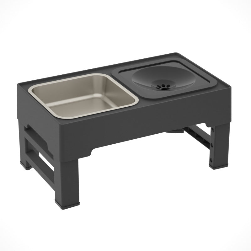 Pet Adjustable Double Bowl Elevated Feeding Stand Food Water Dish