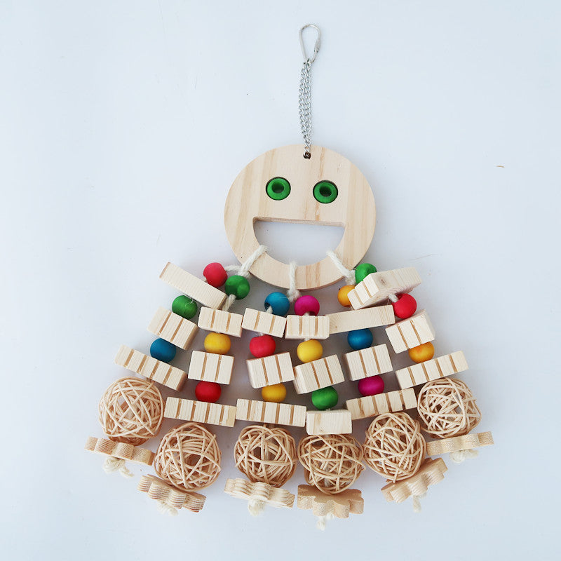 Cartoon Wooden Parrot Chew Toy Bead Blocks