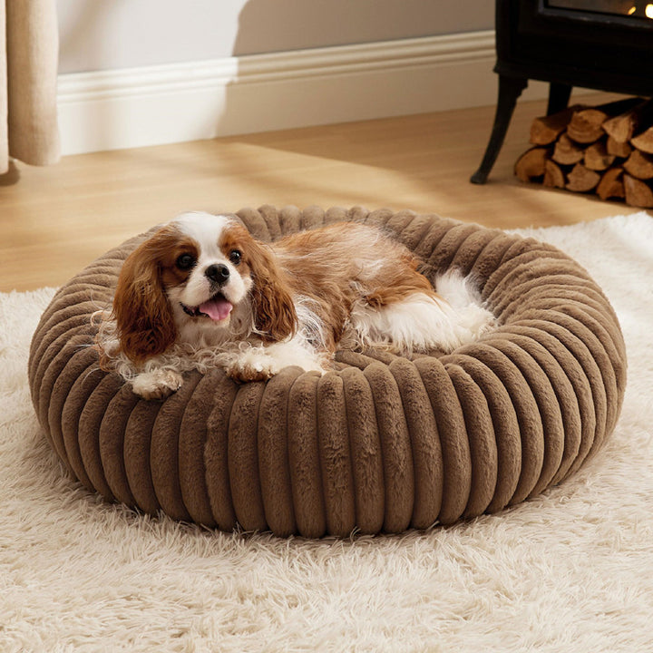 Pet Plush Fur Bed Warm Round Mat Winter Sleeping Nest