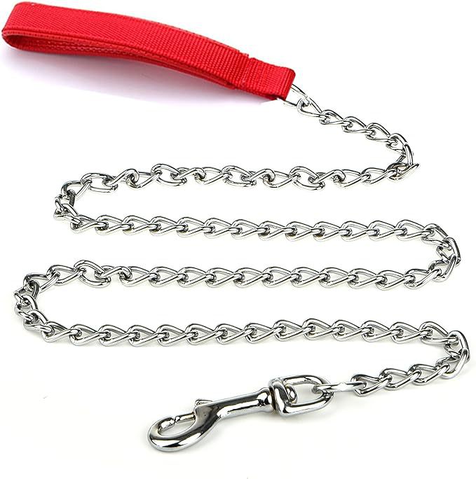 Heavy Duty Metal Chew Proof Pet Chain Leash Padded Handle