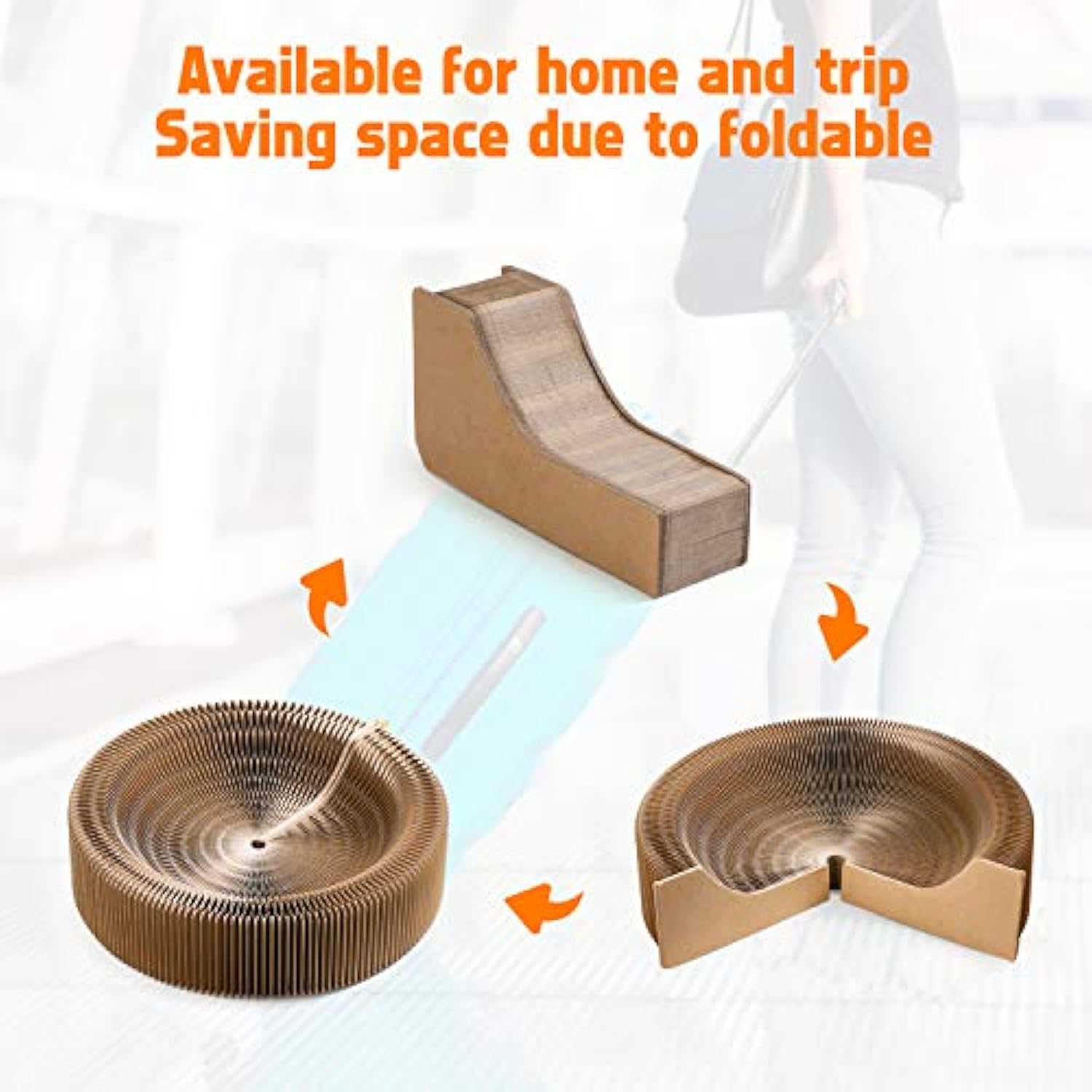 Collapsible Pet Scratcher Lounge Bed Corrugated Cardboard Round Nest Washable