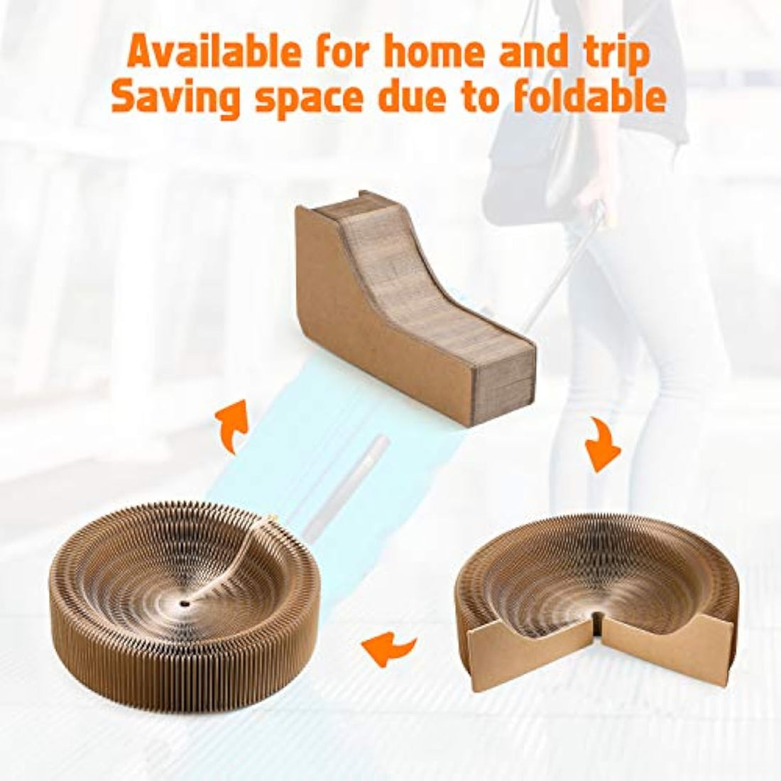 Collapsible Pet Scratcher Lounge Bed Corrugated Cardboard Round Nest Washable