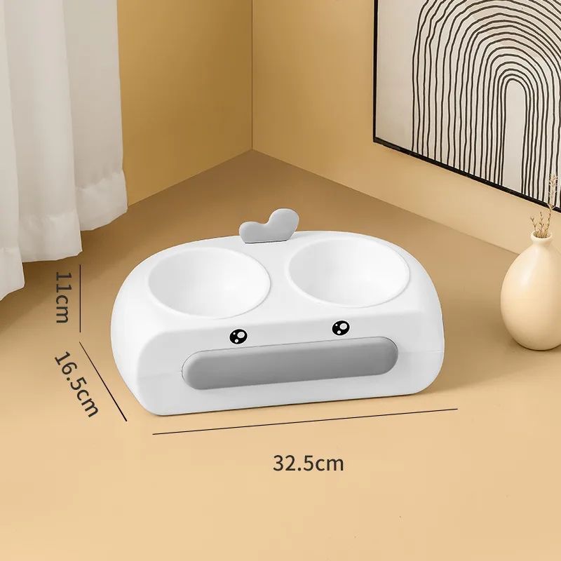 Duck Design Pet Double Bowl Feeding Tray Food Water Feeder