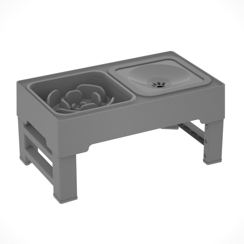 Pet Adjustable Double Bowl Elevated Feeding Stand Food Water Dish