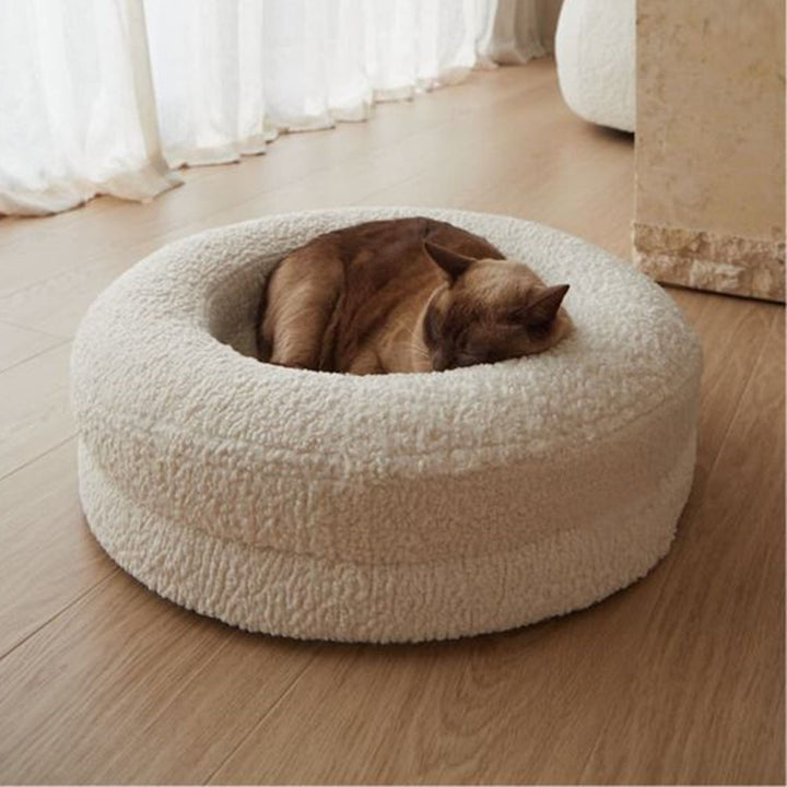 Pet Solid Color Round Bed Leisure Cat Nest Warm Sleeping Mat