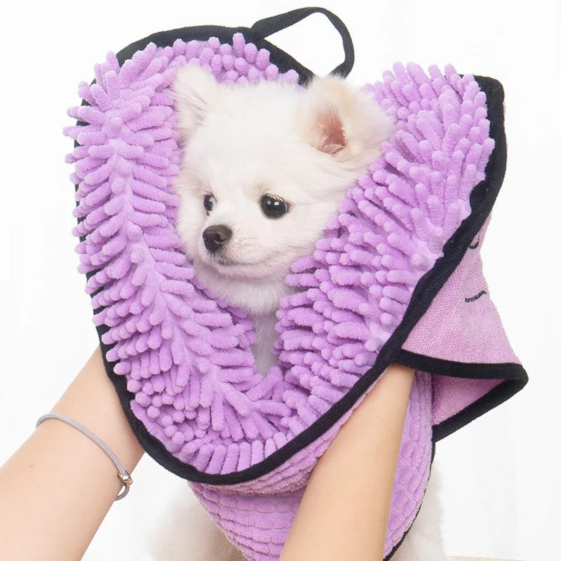 Absorbent Pet Microfiber Quick Dry Bath Towel With Hand Pockets