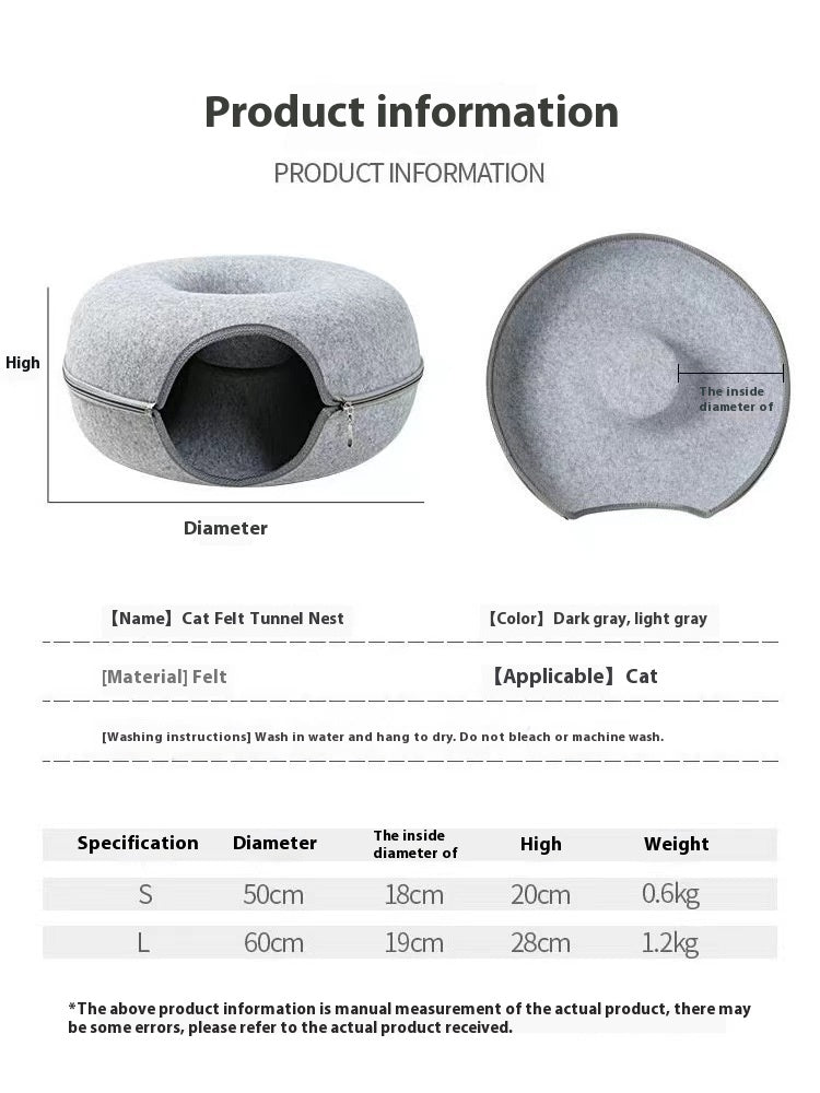 Pet Round Tunnel Bed Comfortable Cat Nest Sleeping Mat
