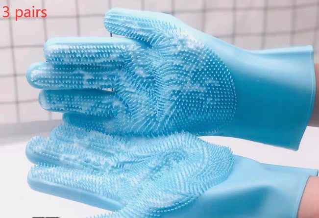 Pet Silicone Grooming Massage Glove Brush Cleaning Tool