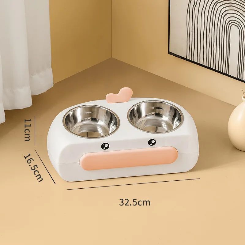 Duck Design Pet Double Bowl Feeding Tray Food Water Feeder