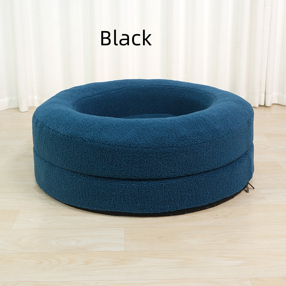 Pet Solid Color Round Bed Leisure Cat Nest Warm Sleeping Mat