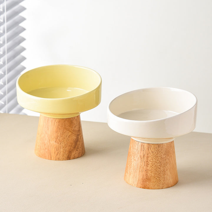 Pet Ceramic Feeding Bowl Elevated Food Water Dish