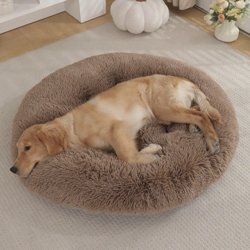 Pet Round Plush Bed Warm Sleep Mat Comfortable Nest