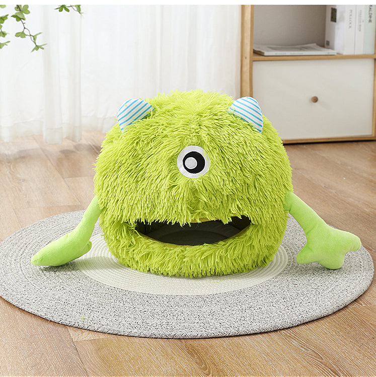 Pet Calming Fluffy Round Bed Washable Soft Plush Cushion