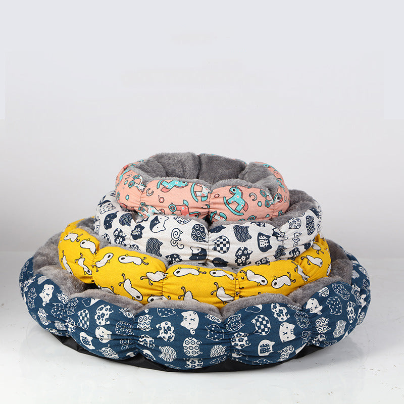 Pet Calming Donut Round Bed Fluffy Comfortable Sleeping Mat