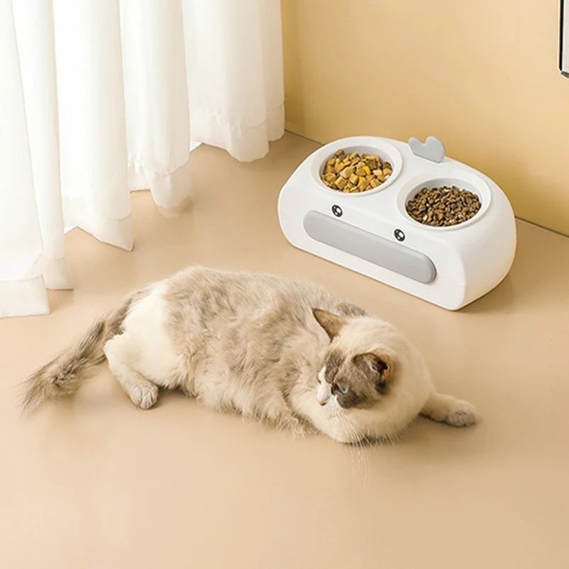 Duck Design Pet Double Bowl Feeding Tray Food Water Feeder