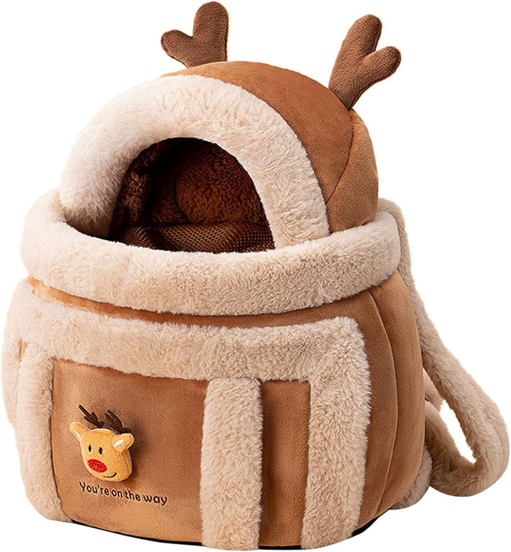Winter Plush Pet Travel Backpack Carrier Hand Warmer Bag