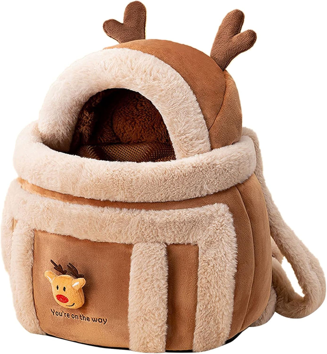 Winter Plush Pet Travel Backpack Carrier Hand Warmer Bag