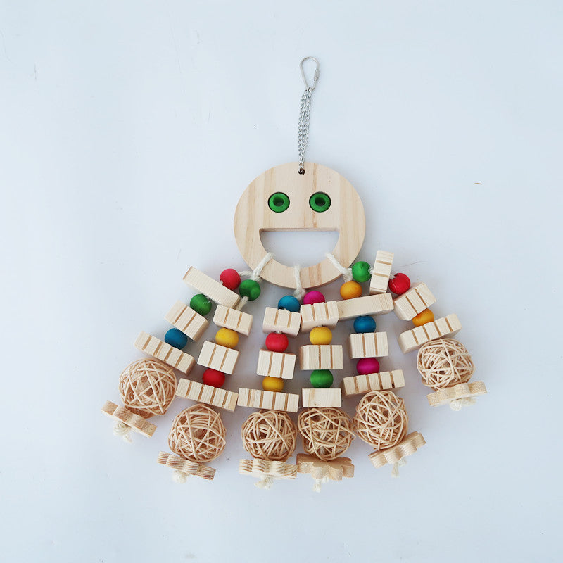 Cartoon Wooden Parrot Chew Toy Bead Blocks