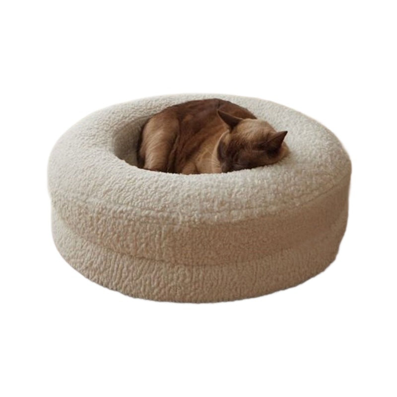 Pet Solid Color Round Bed Leisure Cat Nest Warm Sleeping Mat