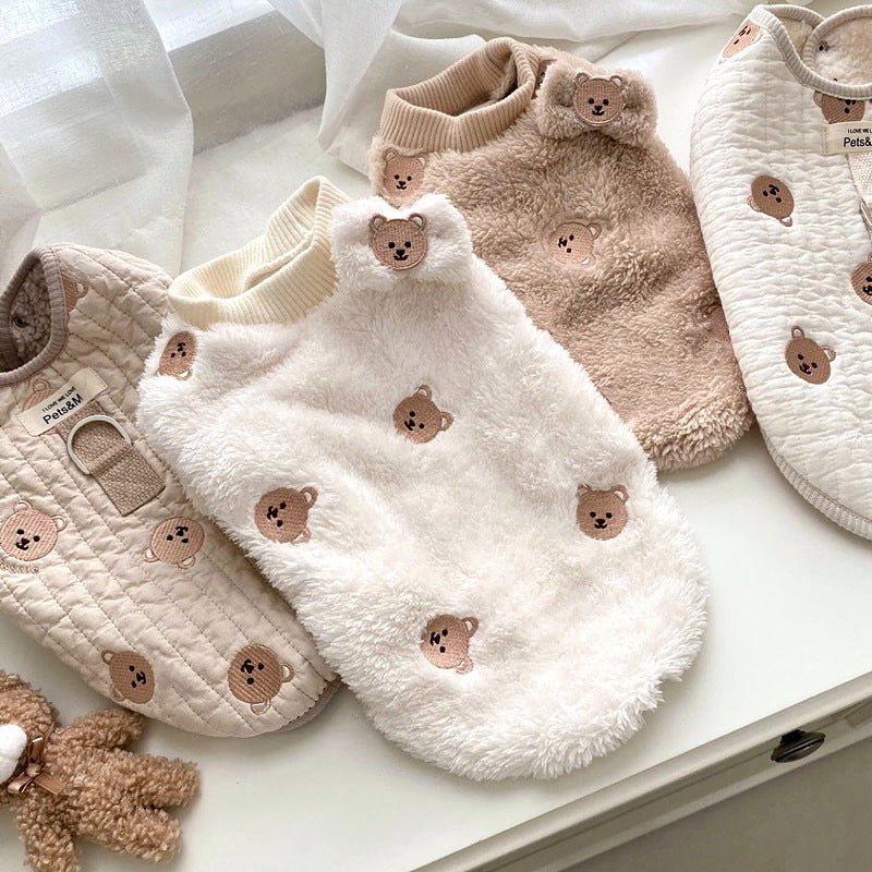 Pet Embroidery Fluffy Jacket Warm Soft Clothing Apparel