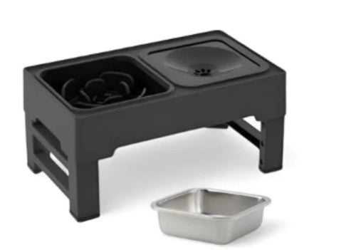 Pet Adjustable Double Bowl Elevated Feeding Stand Food Water Dish