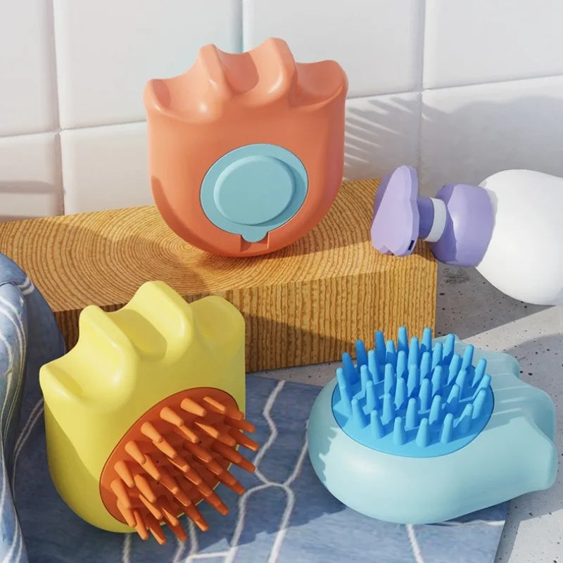 Pet Bath Massage Cleaning Brush With Shampoo Box Grooming Comb