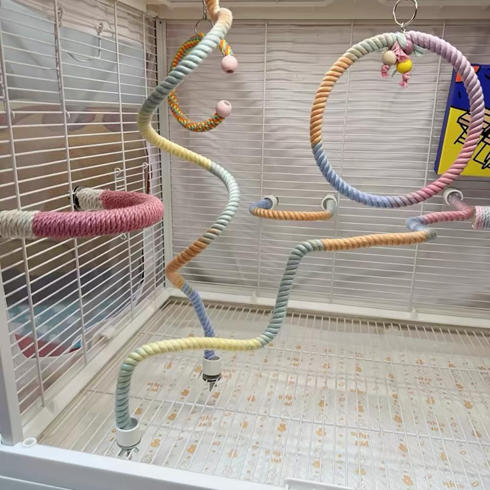 Colorful Bendable Bird Rope Perch Cage Accessory