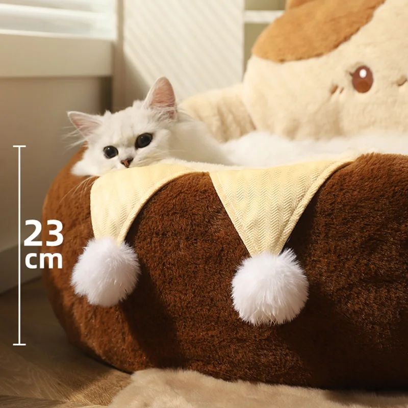 Pet Round Sofa Bed Warm Soft Deep Sleep Cushion Nest Accessories
