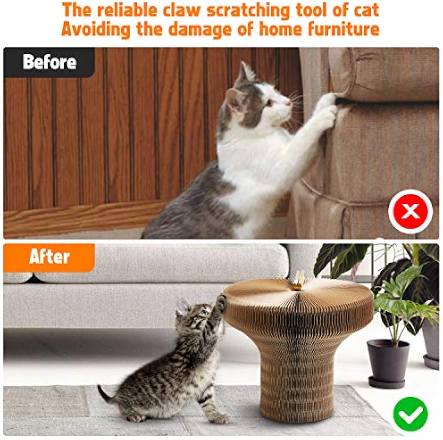 Collapsible Pet Scratcher Lounge Bed Corrugated Cardboard Round Nest Washable